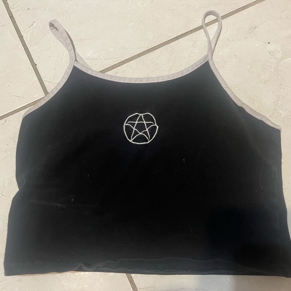 Black and White Embroidered Pentagram Cami